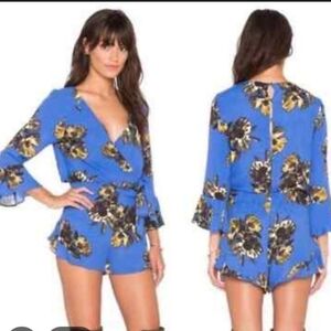 Free People Blue Floral Jumpsuit